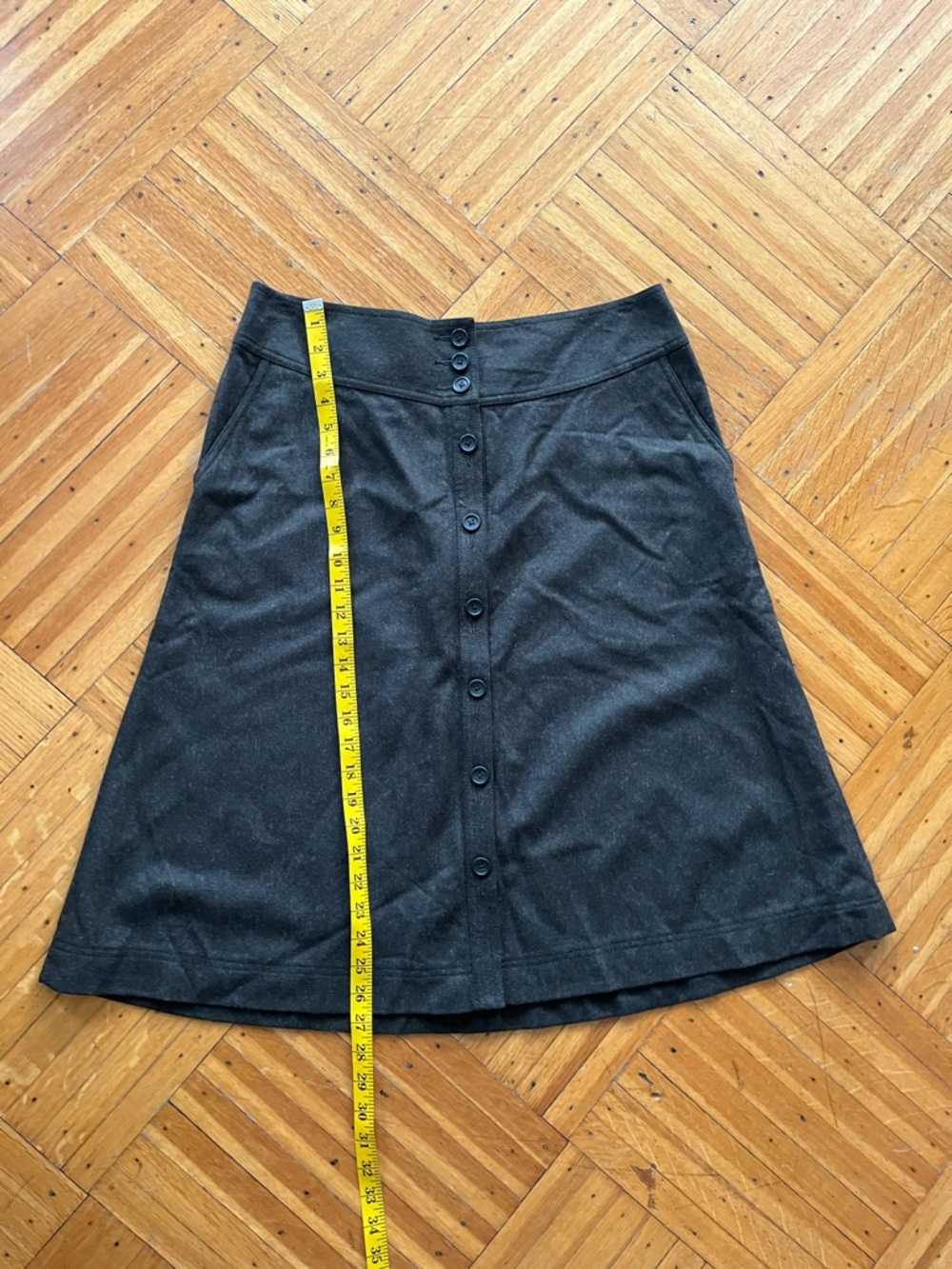 Banana Republic •  Mushroom brown Heather Wool Button-Front A-Line Skirt